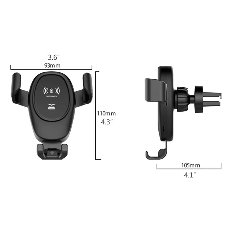 Ele-Gate Cargador Inalámbrico Carga Rápida De 10w Con Soporte Auto