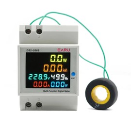 Medidor digital de energía monofásico medidor de uso de electricidad en riel DIN CA 110 V, 40-300 V, 100 A, Amperímetro voltímetro amperímetro amperios de voltaje, vatios Kwh, frecuencia factor de