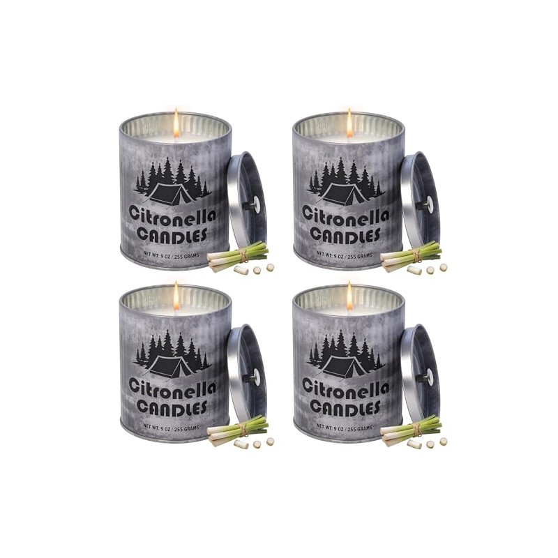 Citronella Candles Set - 4-Pack Natural Soy Wax Candles