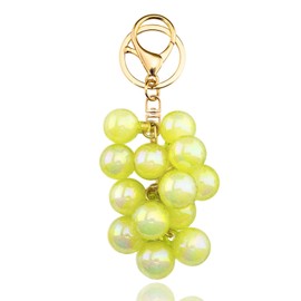 Grape Keychain Bag Charm Purse Charms Car Key Ring Backpack Accessory Kawaii Vegan Leather Fruit Purse Pendant Large Tote Handbag Charm for Teen Girls Birthday Present for Friends Bestie Colleague