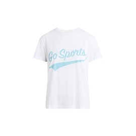 Favorite Daughter Women's Go Sports Tee, White w/Baby Blue