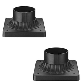 Luminzone Outdoor Post Light Base Mount, Post Light Adapter 3'' Outdoor Pier Base in Black Finish for Deck Porch Patio, 5.5" W x 5.5" D x 3.25" H,2 Pack