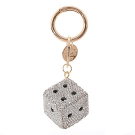 xuzhiyuan Sparkling Rhinestone - Embellished Dice - Shaped Keychain for Women for Car Keys Holder Bag Purse-Silver