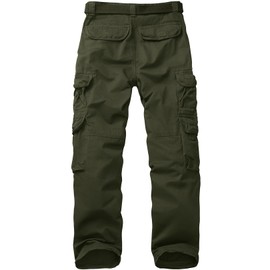 Toumett Men's Cargo Pants Cotton Work Pants Comfort Casual Tactical Outdoor Military Pants with Multi Pockets(6325,Amy Green,30)