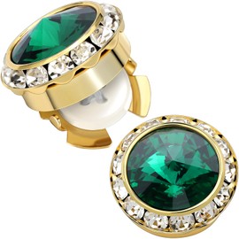 HAWSON Fancy Button Cover or Cufflinks for Mens or Womens Shirt in 18K Gold Color, Crystal Jewelry or Accessories Only Takes 3 Seconds to Wear on Your Shirt., Metal, May-Emerald