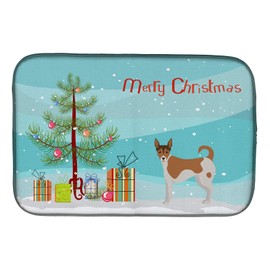 Caroline's Treasures CK3487DDM Tenterfield Terrier Christmas Tree Dish Drying Mat Absorbent Dish Drying Mat Pad for Kitchen Counter Dish Drainer Mat for Countertop, 14 x 21", Multicolor