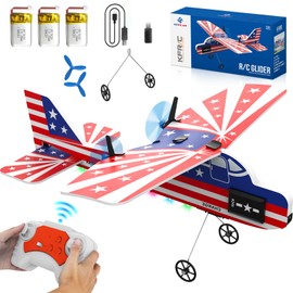 FAMOPLAY RC Plane,2.4GHZ Remote Control Airplane with Lights,2CH RTF RC Airplane Glider Toys with 3 Batteries for Adults Kids Beginners Boys Girls