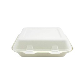 We Can Source It Ltd - 100 x Fully Biodegradable and Compostable Sugarcane Clamshell Takeaway Box 9 Inch with Double Compartment - Eco-friendly Packaging!
