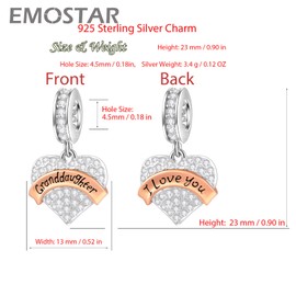 EMOSTAR Family Charms, 925 Sterling Silver Mother Father Daughter Son Sister Brother Godmother Nana Grandma Husband Wife Aunt Niece Cousin Uncle Best Friends, I Love You Dangle, fit European Bracelet,