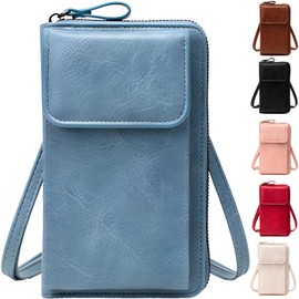 fogman Smartphone Shoulder Smartphone Pouch, Stylish, Cute, PU Leather, Coin Purse, Large Capacity, blue