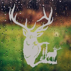 StickerChef Two Bucks Elk Vinyl Etched Decals Front Door Window Safety Film Vinyl Sticker (10" W x 16" T)