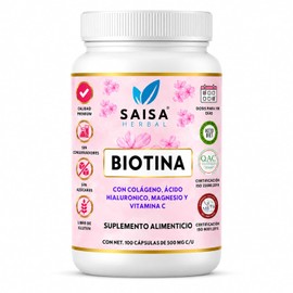 Biotina Colágeno Hidrolizado Ácido Hialurónico Citrato Magnesio 100 Cápsulas Suplemento Alimenticio Piel Cabello Uñas Articulaciones Energía Saisa