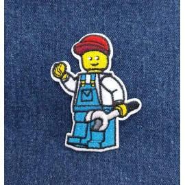 Unbranded Builder Miniature figure building block guy embroidered iron on patches
