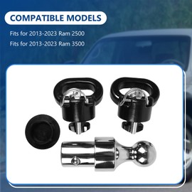 CYCWER 60638 Puck System Gooseneck Hitch Kit 2-5/16" Gooseneck Ball & Safety Chain Anchors Kit Gooseneck Hitch Kit Fits for 2013-2023 Ram 2500 3500, Replace OE 60638