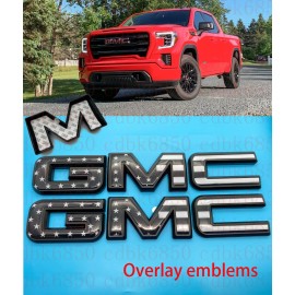 Auto Front Rear Black USA Flag Emblem Overlay 2019-2022 GMC Sierra 1500 2500HD 3500HD