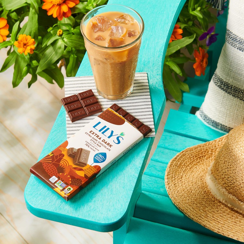 LILY'S Extra Dark Chocolate Style No Sugar Added, Sweets Bars,