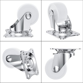 8 PCS White Universal Swivel Casters,30mm(1.25 inch) Castor Wheels for Furniture