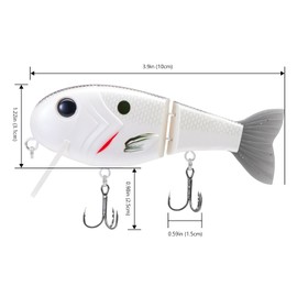 BASSROCK Topwater Fishing Lures for Bass Pike Salmon Floating Swimbait Jointed Crankbait Freshwater Saltwater 4.9in/1.76oz RK1001