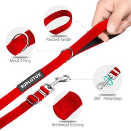Training Lead for Dogs 5m/16ft Adjustable Long Line Dog Lead for Puppy Medium Large Dogs with Padded Handle & Storage Bag (Red)