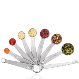 ieron 9 Pcs Stainless Steel Measuring Spoons, Measuring Cups Teaspoon for Baking Dry and Liquids Safe Good Kitchen Tool Rebusable