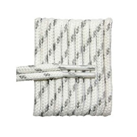 FeetPeople Round Shoe Laces 1 Pair, White with Grey Chip, 45 Inch Length