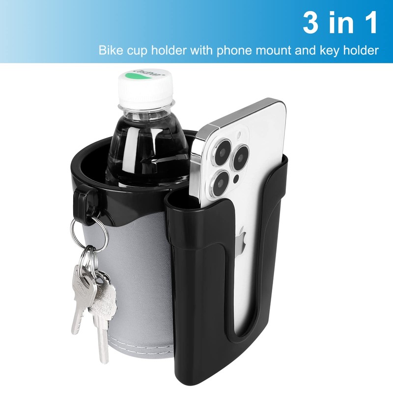 Accmor 3-in-1 Bike Cup Holder with Cell Phone Keys Holder,
