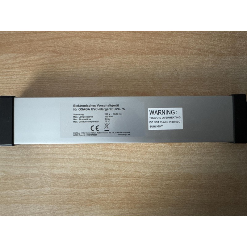 Osaga Replacement Transformer 75 Watt Stainless Steel UVC Device from