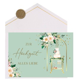 Joli Coon Elegant Wedding Card - Premium Wedding Greeting Card with Envelope and Real Wax Seal