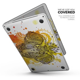 Design Skinz Bright Orange Ethnic Elephant Full-Body Wrap Scratch Resistant Decal Skin-Kit Compatible with MacBook 14" Pro M1 (A2442)
