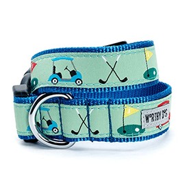 THE WORTHY DOG Adjustable Dog Collar for Large Dogs, Durable Nylon Webbing, Quick Release Buckle, Golf Pattern, Green, X-Large