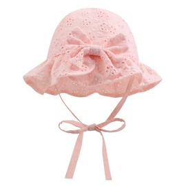 XIAOHAWANG Summer Hat Baby Girl UV Protection Sun Hat Baby Summer Hats Cotton with Bow and Ties, pink