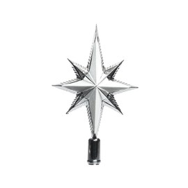 KAE Christbaumspitze Stern Kunststoff Glitzer 25cm Weihnachtsspitze Tannenbaumspitze bruchsicher Silber