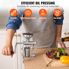 Happybuy Manual Oil Press Machine, Stainless Steel Oil Extractor, Detachable Oil Expeller for Peanuts, Sesame, Rapeseed, Tea Seeds, Easy Cleaning for Home Use