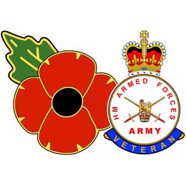 British Army Veteran Poppy Car Window Sticker - in Support of Veterans Lifeline