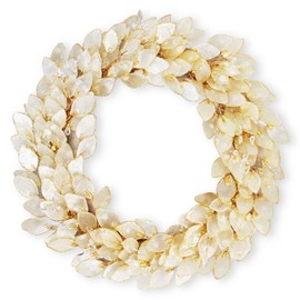 HolidayTree Handcrafted 19" Capiz Shell Wreath – Shimmering Coastal Décor with Iridescent Shells & Acrylic Beads – Elegant Wall, Door & Mantel Accent