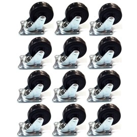 MegaDeal 12 Pack 2" Swivel Caster Wheels Rubber Base with Top Plate & Bearing Heavy Duty