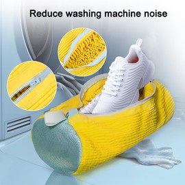 Shoe Washing Bag for Machine - Laundry Mesh Bag for Washer & Dryer | Sneaker Cleaning Bags | Delicate Shoe Protector | Washable Reusable Storage(Yellow 2pc)