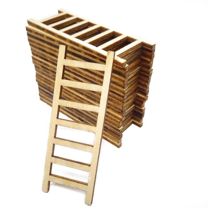 HONBAY 20PCS Wooden Mini Ladders Fairy Garden Accessories for Dollhouse