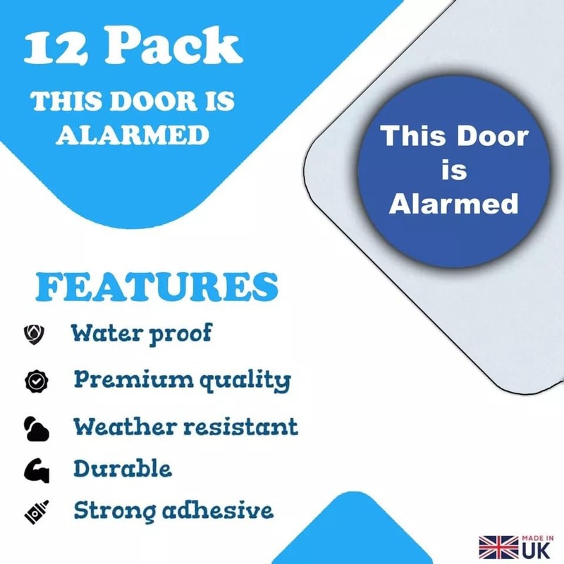 12-Pack - This Door Is Alarmed Vinyl Stickers - 85mm