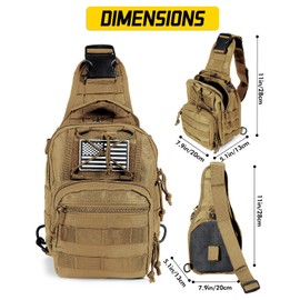 Movker Tactical Sling Bag for Men, Crossbody Military Chest Bag, EDC Range Gear Single Shoulder Backpack for Hunting, Trekking, Fishing, Camping, Cycling, and Traveling (Khaki)