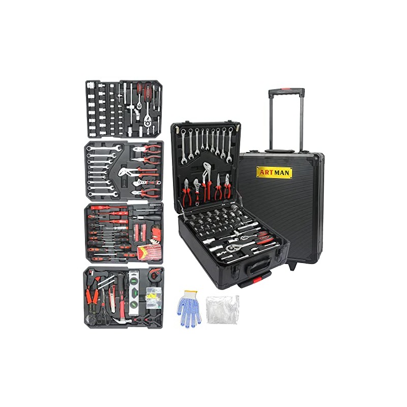 Campfun 899PCS Tool Set, Household Tool Kit with Rolling Tool