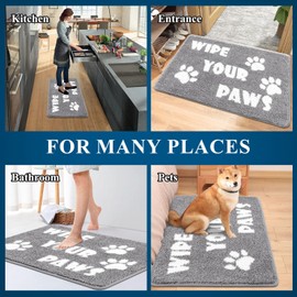 Vaukki Indoor Doormat Entryway Door Mat, Non Slip Absorbent Mud Trapper Mats, Low-Profile Inside Floor Mats, Soft Washable Small Mats Door Carpet for Entryway（Grey and White, 24''x36''）