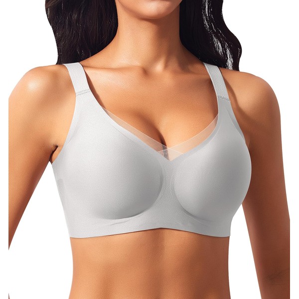 Women's Seamless Smooth Bra Without Underwire Lace Deep V-Neck Non-Wired
