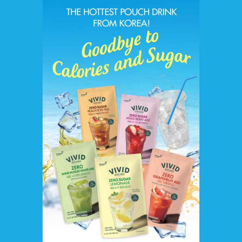 VIVID KITCHEN Peach Iced Tea Pouch Drinks – Zero Sugar,