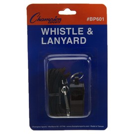 Champion Sports Plastic Whistle with Lanyard - 12 Pack