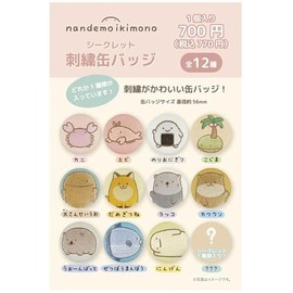 Anything Ikimono (Can Badge) Secret Embroidery Can Badge, Total of 12 Types