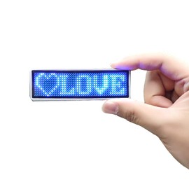 LED Scrolling Name Tag Moving Message Sign Business Card Badges Business Card Screen Scrolling for Restaurant Shop Party Bar Exhibition (Blue)