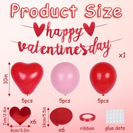 Creaher Valentine's Day Decorations, Happy Valentines Day Banner Valentine's Day Balloons Heart Hanging Swirl Streamer for Valentine's Day Party Wedding Anniversary Decorations