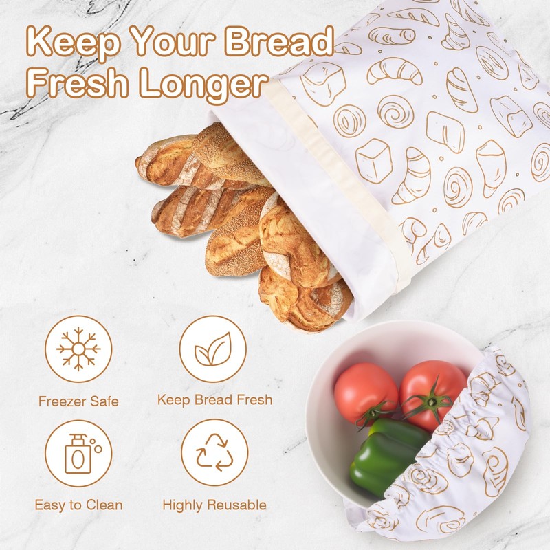 LAKE OF FIRE Bread Bags, 2 Reusable TPU Food Storage