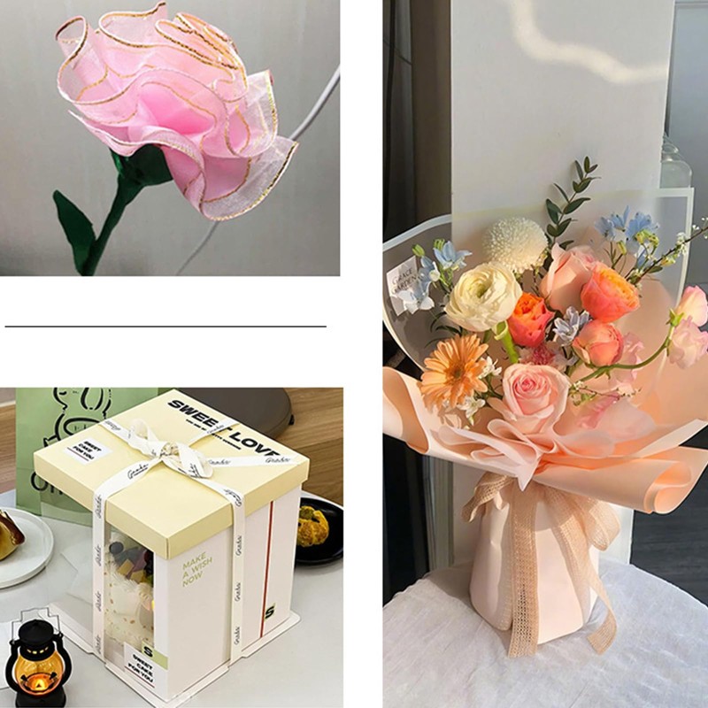 2.5cm*50 Yards Gradient Chiffon Ribbon Sheer Chiffon Ribbon for DIY